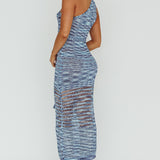 Tyanna One-Shoulder Knit Midi Dress Blue Multi