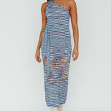 Tyanna One-Shoulder Knit Midi Dress Blue Multi