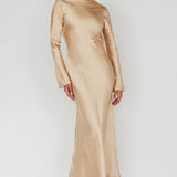 Lavera Open Back Long Sleeve Dress Beige
