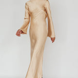 Lavera Open Back Long Sleeve Dress Beige