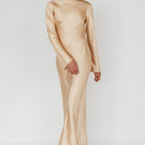 Lavera Open Back Long Sleeve Dress Beige