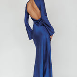 Lavera Open Back Long Sleeve Dress Navy