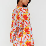 Avalo Bell Sleeve Crop Top Floral Pink