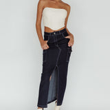 Mercury Retrograde Pocket Midi Skirt Indigo