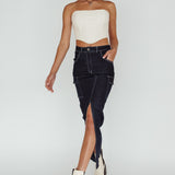 Mercury Retrograde Pocket Midi Skirt Indigo