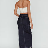 Mercury Retrograde Pocket Midi Skirt Indigo