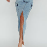 Mercury Retrograde Pocket Midi Skirt Denim