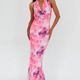 Janika Halterneck Maxi Dress Floral Pink