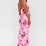 Janika Halterneck Maxi Dress Floral Pink