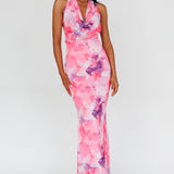 Janika Halterneck Maxi Dress Floral Pink