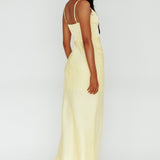 Honeysuckle Floral Neckline Midi Dress Lemon