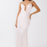 Honeysuckle Floral Neckline Midi Dress Pink