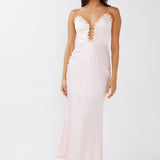 Honeysuckle Floral Neckline Midi Dress Pink