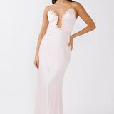 Honeysuckle Floral Neckline Midi Dress Pink