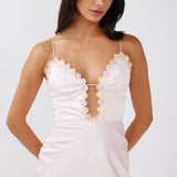 Honeysuckle Floral Neckline Midi Dress Pink