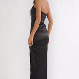 Glitterati Halter Diamante Maxi Dress Black
