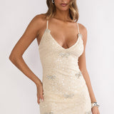 Sylvee Sequin Bow Mini Dress Champagne