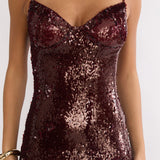 Miller Drop Waist Sequin Maxi Dress Burgundy