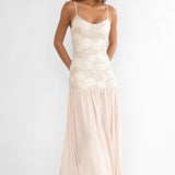 Opheliane Drop Waist Sequin Maxi Dress Champagne