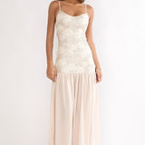 Opheliane Drop Waist Sequin Maxi Dress Champagne