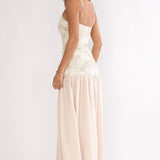 Opheliane Drop Waist Sequin Maxi Dress Champagne