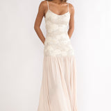 Opheliane Drop Waist Sequin Maxi Dress Champagne