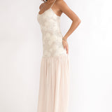 Opheliane Drop Waist Sequin Maxi Dress Champagne