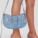 Britney Buckle Saddle Bag Denim