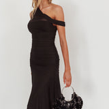 Drama Kisslock Moon Purse Sequin Black