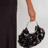 Drama Kisslock Moon Purse Sequin Black
