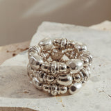 Ingrid Beaded Bracelet Brushed Silver