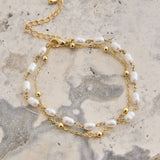 Tinsley Double Strand Bracelet Gold/Pearl