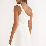 Lingering Love One-Shoulder Twist Mini Dress White