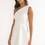 Lingering Love One-Shoulder Twist Mini Dress White