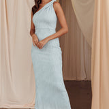 Lingering Love One-Shoulder Twist Midi Dress Baby Blue