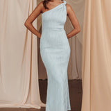Lingering Love One-Shoulder Twist Midi Dress Baby Blue