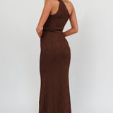 Lingering Love One-Shoulder Twist Maxi Dress Chocolate