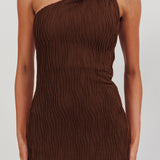 Lingering Love One-Shoulder Twist Maxi Dress Chocolate