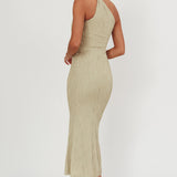 Lingering Love One-Shoulder Twist Midi Dress Sage