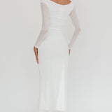 In Blooms Off Shoulder Maxi Dress Off White