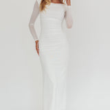In Blooms Off Shoulder Maxi Dress Off White