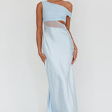 In Blooms Mesh Bodice Maxi Dress Blue