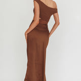 In Blooms Mesh Bodice Maxi Dress Chocolate