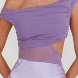 In Blooms Mesh Bodice Maxi Dress Lilac