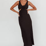 Kharissa Cut-Out Textured Maxi Dress Black