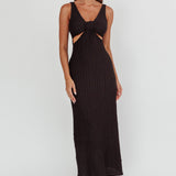 Kharissa Cut-Out Textured Maxi Dress Black
