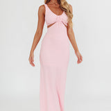Kharissa Cut-Out Textured Maxi Dress Pink
