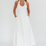 Can't Compete A-Line Halter Maxi Dress White