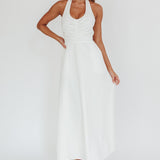 Can't Compete A-Line Halter Maxi Dress White