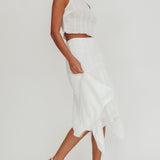 Paper Hearts Square Hem Midi Skirt White
